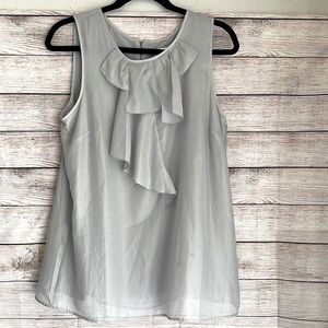 Loft ruffled gray sleeves blouse